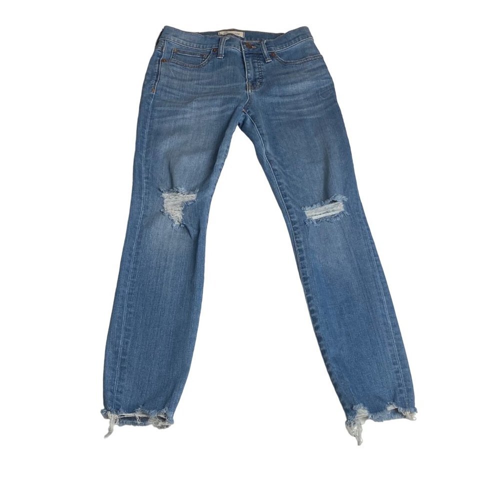 Madewell Women Distressed Frankie 9” High Rise Skinny Denim Jeans Sz 26 2 Petite